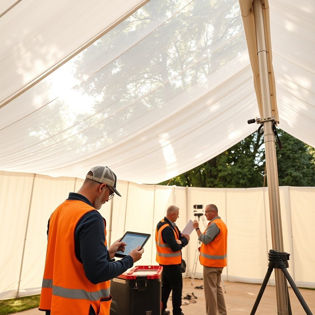 Flooring installation under marquee